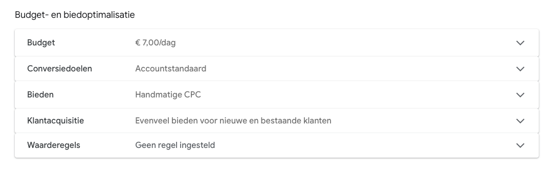 budget instellen