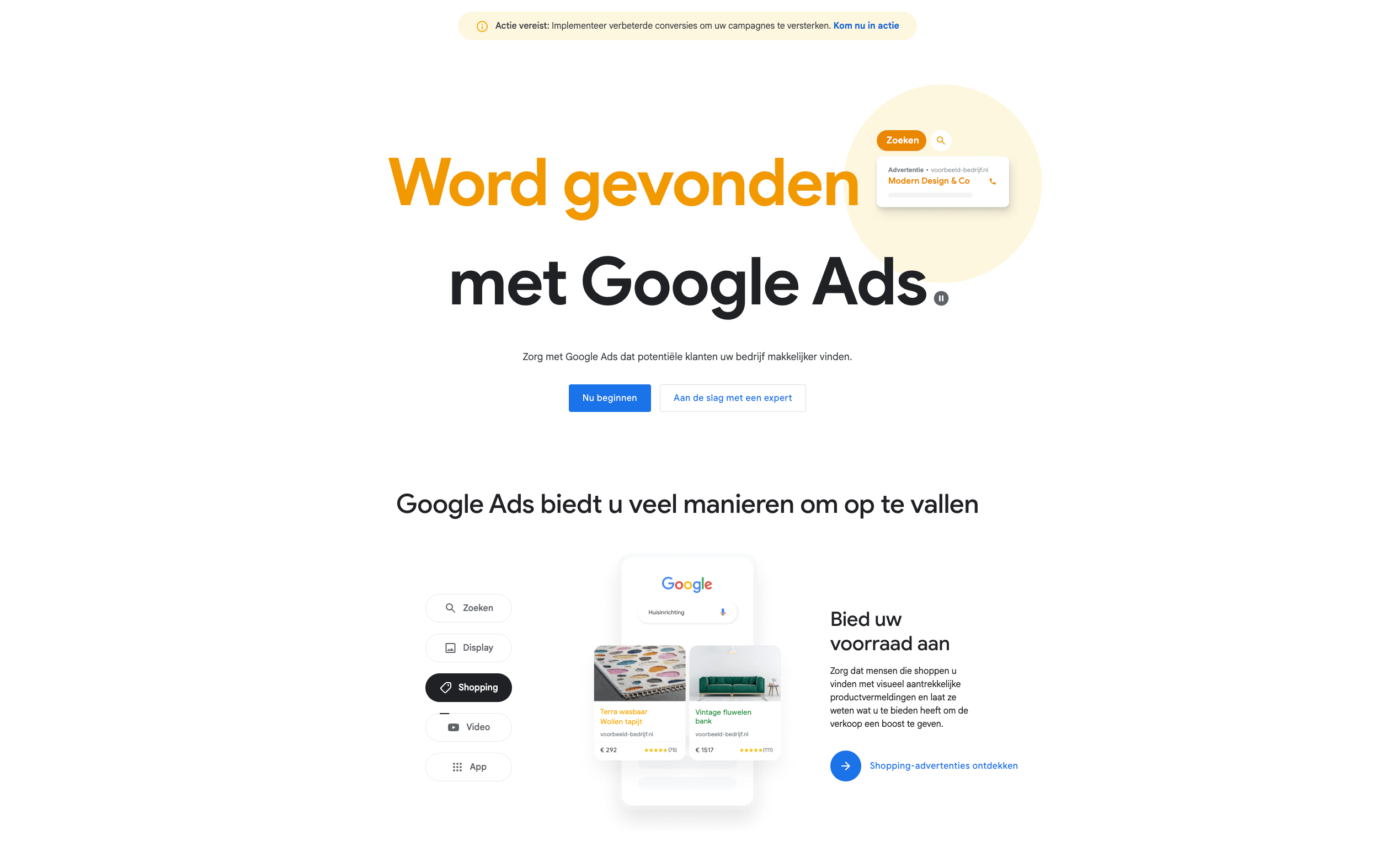 screenshot van google ads website